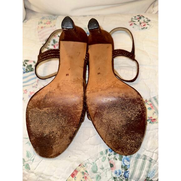 YSL YVES SAINT LAURENT SUEDE SANDALS - Picture 5 of 5